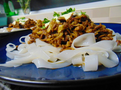 Lazanki with Mushrooms & Minced Beef recipe, eat well on universal credit