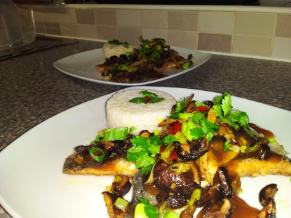 Thai Ginger Sea Bass with Dried Mushrooms