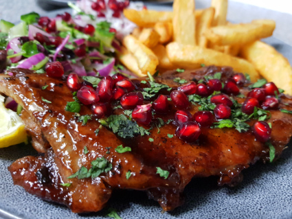 Sweet & Soup Pork Ribs with Pomegranate Molasses, eat well on universal credit